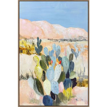 Vibrant Desert Blush I - 36" x 24" - Hand-Embellished Canvas In Natural and Black