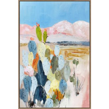Vibrant Desert Blush II - 36" x 24" - Hand-Embellished Canvas In Natural and Black