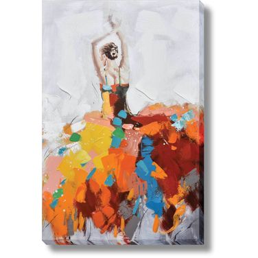 Vibrant Fiesta of Color Ballet Abstract Canvas Wall Art In Multi