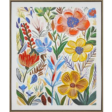 Vibrant Petal Reverie II - 28" x 24" - Hand-Embellished Canvas In Multi and Natural