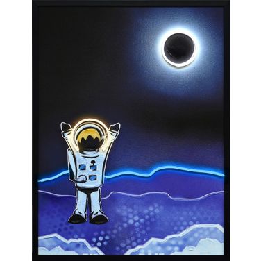 Vibrant Shoot for the Stars by Joy Hernandez - 33" x 25" - Hand-Embellished LED Canvas In Black/White/Blue
