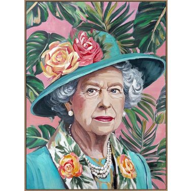 Vibrant Tropical Icon II - 48" x 36" - Hand-Embellished Canvas In Green and Teal