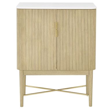 Vida Marble Top WIne Cabinet In Brown
