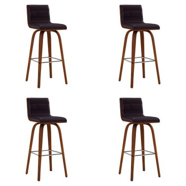 Vienna 30 Inch Swivel Bar Stool Set of 4 In Walnut and Brown