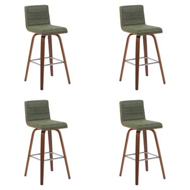 Vienna Swivel Bar Height Stool Set of 4 In Vintage Green and Walnut