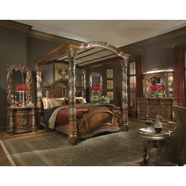 Villa Valencia Canopy Bedroom Set In Chestnut