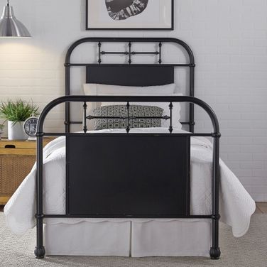 Vintage Distressed Black Full Metal Bed