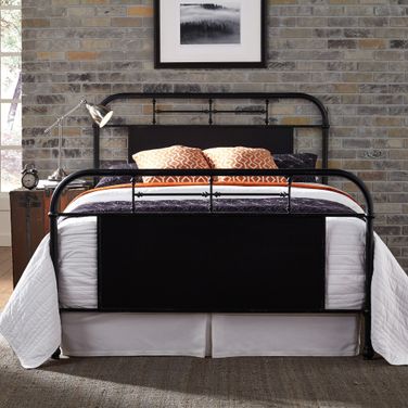 Vintage Distressed Black King Metal Bed