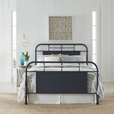 Vintage Series King Metal Bed- Navy