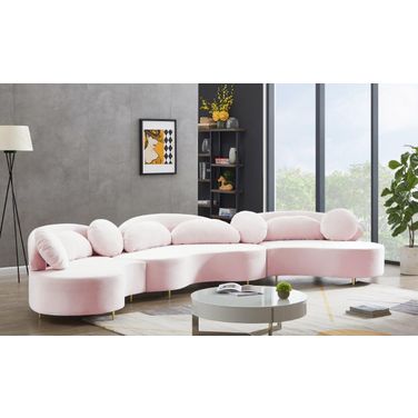 Vivacious 3-Piece Velvet Sectional In Pink