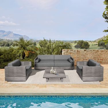 Vivid Outdoor Patio Living Room Set In Gray