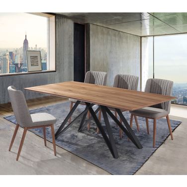 Modena Wade Mid-Century Walnut Wood 5-Piece Dining Set