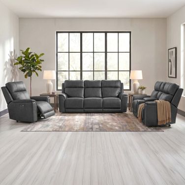Walker Power Motion Living Room Set In Aline Anthracite