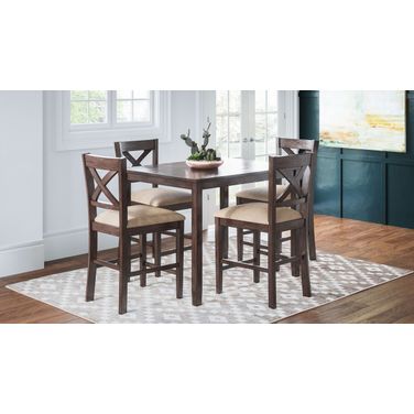 Walnut Creek 5 Piece Counter Height Dining Room Set In Brown