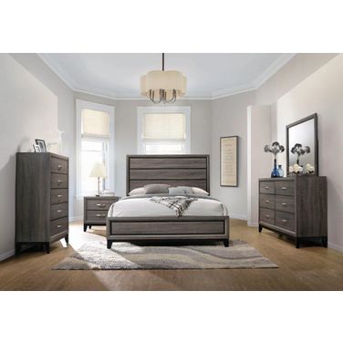 Watson California King Panel Bed Grey Oak and Black