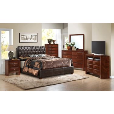 Glory Furniture G1550 Upholstered Bedroom Set in Cherry