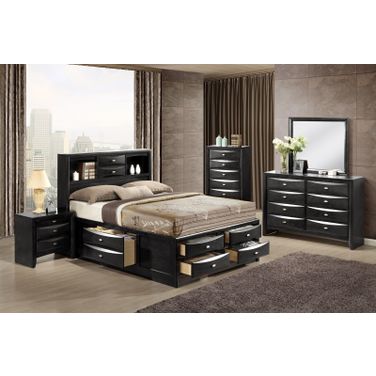 Global Furniture Linda Storage Bedroom Set in Black