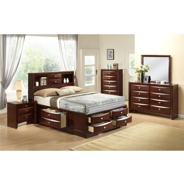 Global Furniture Linda Storage Bedroom Set in Merlot