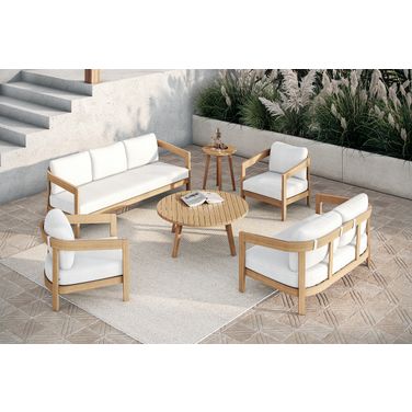 Wesley Wood Occasional Table Set In Brown and Natural