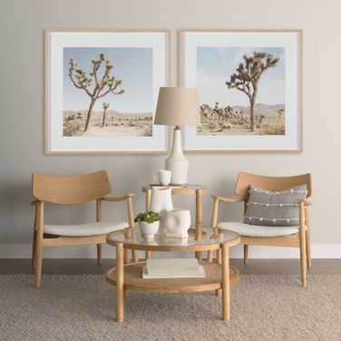 Weslyn Solid Wood And Glass Top with Cane Occasional Table Set In Brown