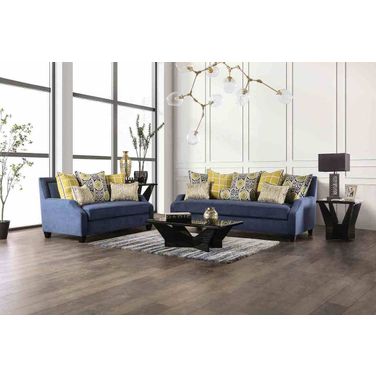 West Brompton Living Room Set In Yellow and Navy