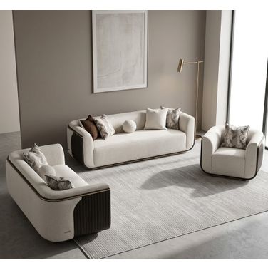 West Kensington Living Room Set In Buff and Medium Espresso