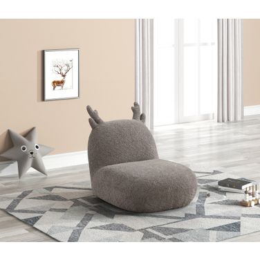 Weston 21.5 Inch Chenille Deer Shaped Kids Chair In Brown