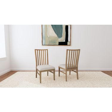 Weston Slatback Chair with Upholstered Seat Set of 2 In Acorn