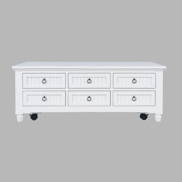 Westport 50 Inch Lift-Top Coffee Table with Storage and Caster Wheels In White