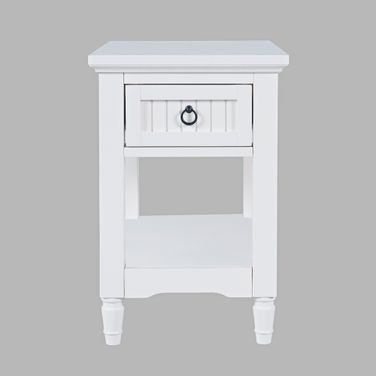 Westport Chairside End Table with Storage Shelf In White