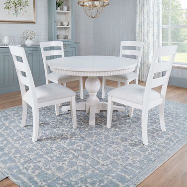 Westport Round-to-Oval Pedestal Dining Room Set In White