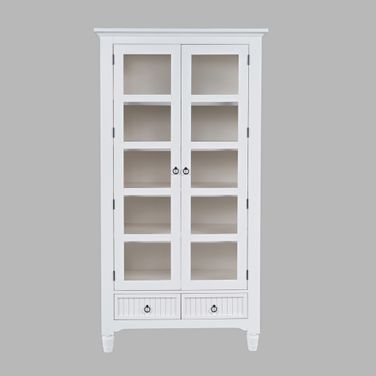 Westport Tall Accent Storage Cabinet with Glass Doors and Adjustable Shelves In White