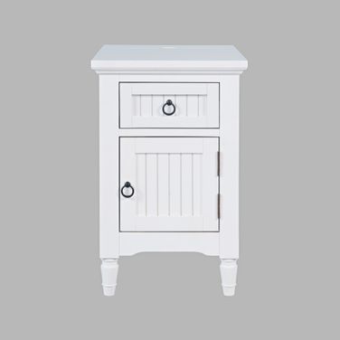 Westport USB Charging Storage Cabinet Chairside End Table In White