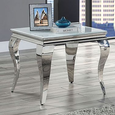 Wetzikon End Table In White and Silver