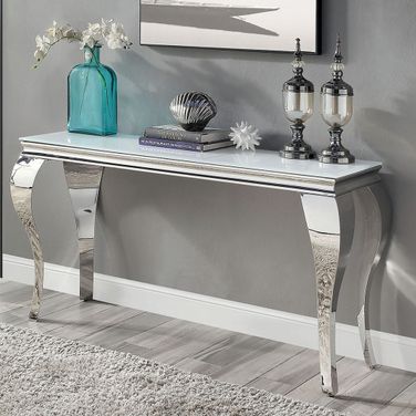 Wetzikon Sofa Table In White and Silver