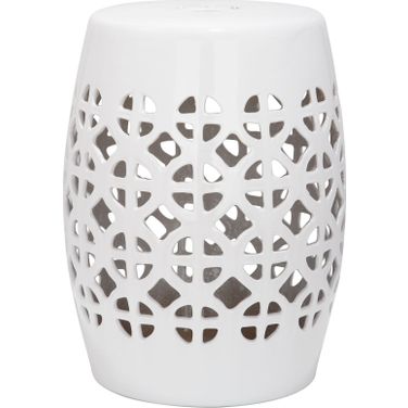White Circle Lattice Garden Stool