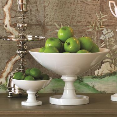 White Grand Large Pedestal Bowl In White