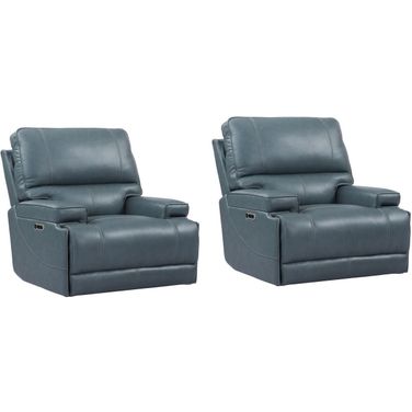 Whitman Cordless Power Recliner Set of 2 In Verona Azure