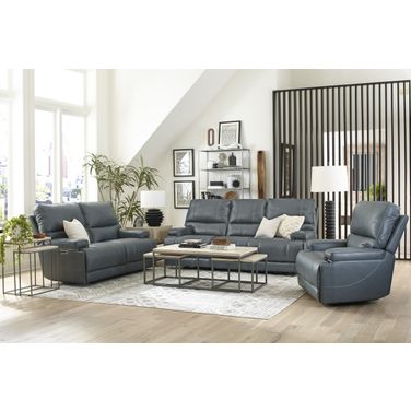 Whitman Powered By Freemotion Power Reclining Sofa Loveseat and Recliner In Blue