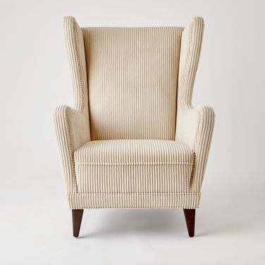 Wide Wale Corduroy Wing Chair In Vanilla