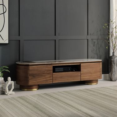 Willene TV Stand with Ceramic Top In Dark Oak
