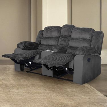 Willow Console Loveseat with Dual Recliners In Gray