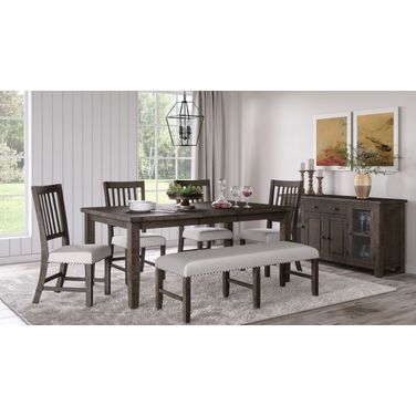Willow Creek 78 Inch 6 Piece Dining Set with Bench In Dark Brown