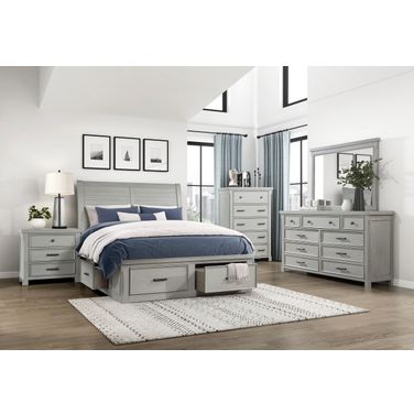 Willowbrook Platform Bedroom Set with Storage Footboard In Gray