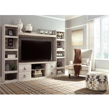 Willowton 4-Piece Entertainment Center In White Wash