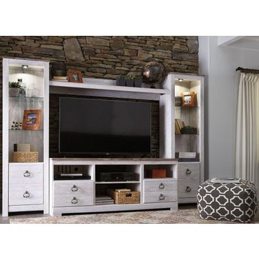 Willowton Whitewash Entertainment Wall