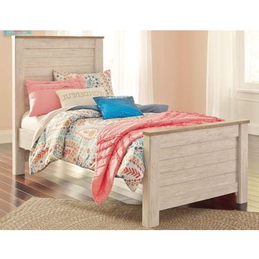 Willowton Whitewash Twin Panel Bed