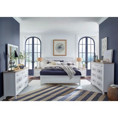Windmill Harbour Panel Bedroom Set In White Whisp and Sand