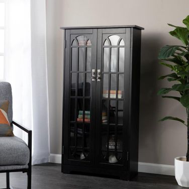 Window Pane Media Cabinet In Black