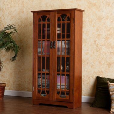 Window Pane Media Cabinet In Oak